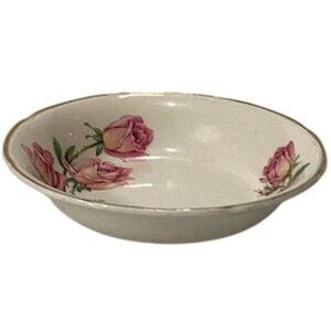 Vintage Dessert Dish Rose Bouquet w/ 22Kt Gold Border Made in‎ England 5" Diam